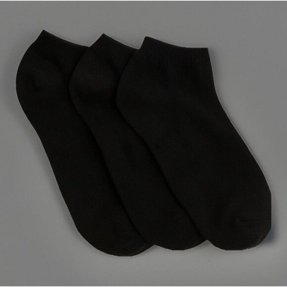 J.Crew Men's Athletic Socks 3 Packs (3 pairs) Ankle Socks Black Cotton One Size - Picture 1 of 4